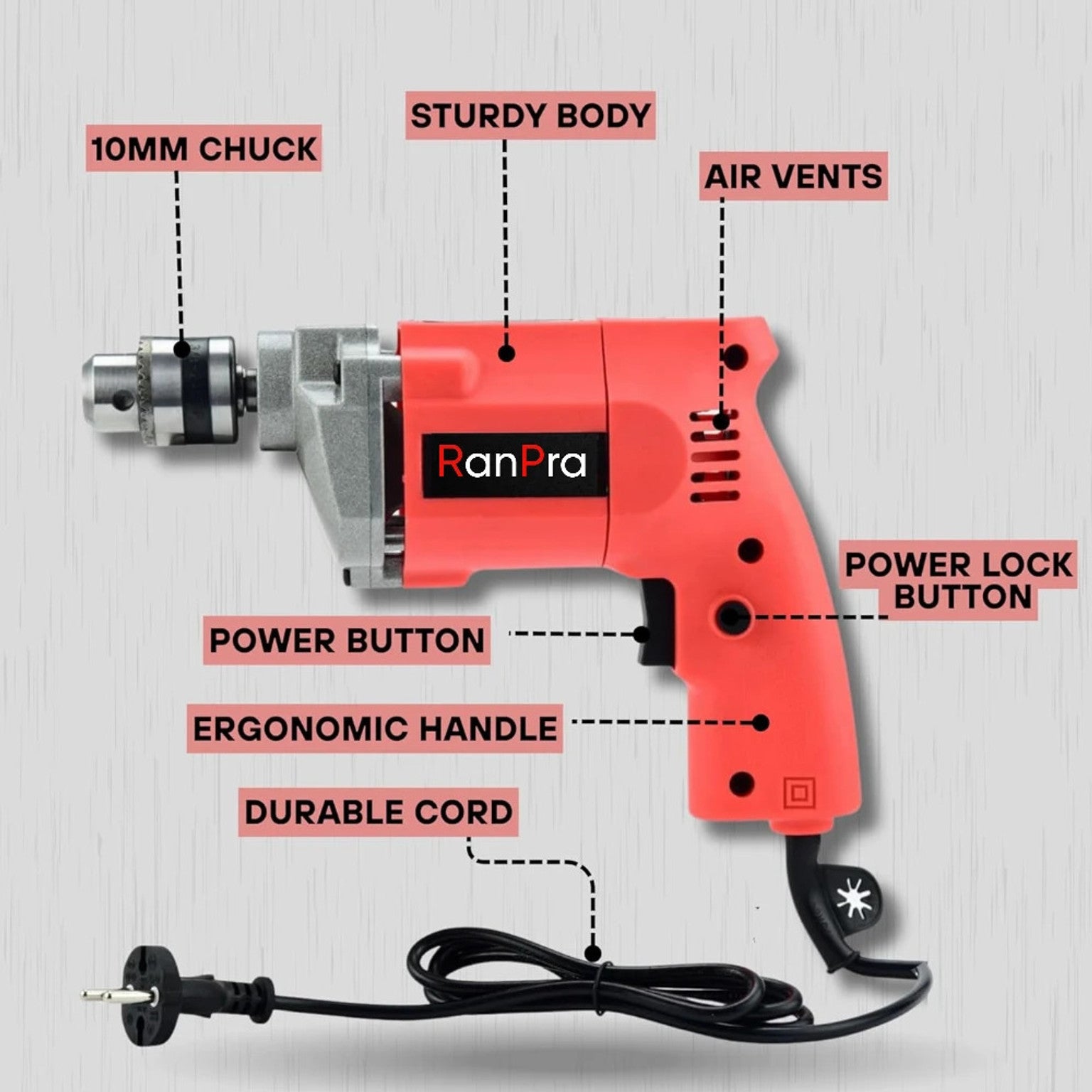 RanPra 10 MM DRILL MACHINE HEAVY DUTY Impact Driver