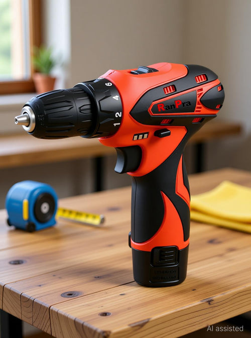 RanPra 12V CORDLESS MACHINE HEAVY DUTY SCREWDRIVER ( DOUBLE BATTERY ) 12 V CORDLESS DRILL MACHINE REDHORSE HEAVY DUTY DRILL/ SCREWDRIVER ( DOUBLE BATTERY )10 MM Cordless Drill