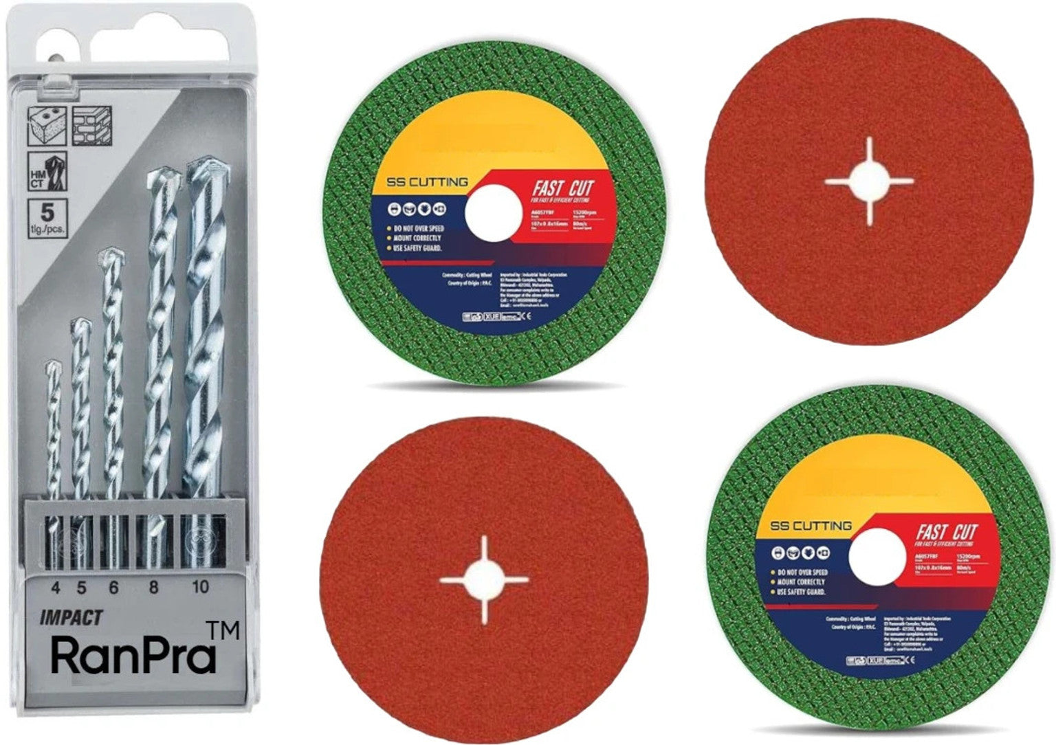 RanPra COMBO OF 1Omm Drill Machine with 5pcs Drill bits and 4useable Blades and 4inch Angle Grinder Hammer Drill