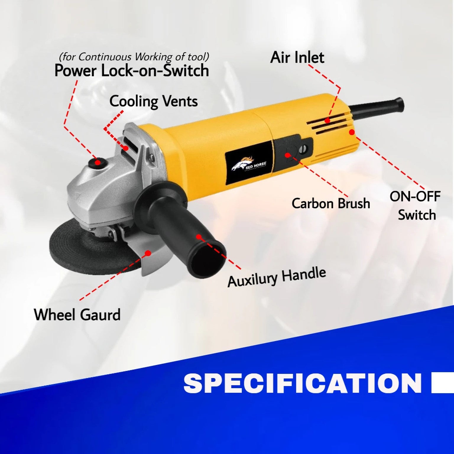 RanPra COMBO OF 1Omm Drill Machine with 5pcs Drill bits and 4useable Blades and 4inch Angle Grinder Hammer Drill