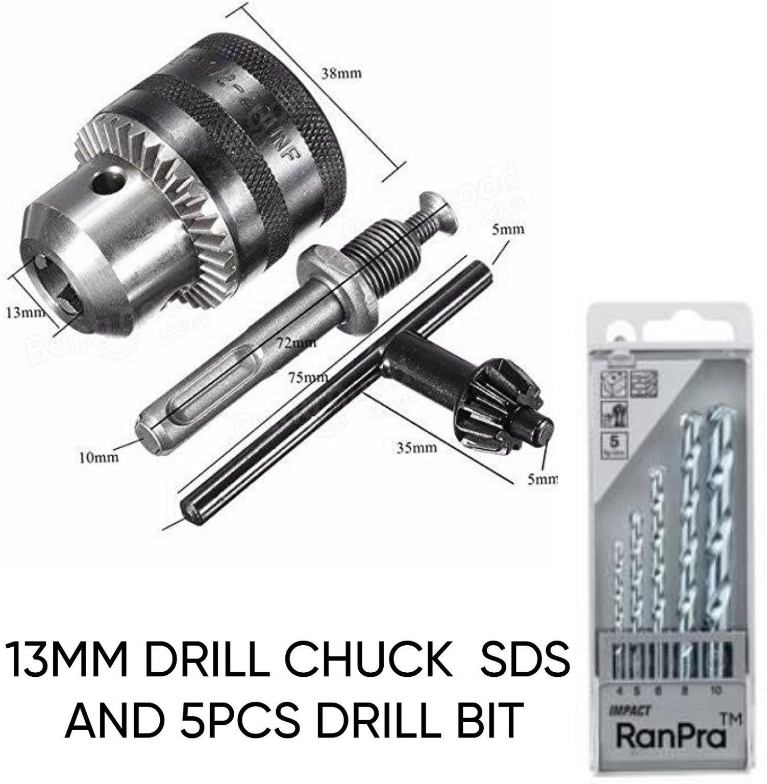 RanPra RP26 100% Copper winding Machine with 5pc bit 13mm drill chuck & Adaptor 13pc HSS 5Pc Masonry bit Rotary Hammer Drill