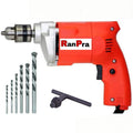 RanPra Electric Drill Machine, 10mm Chuck, with 5 HSS Drill Bits, Green Rotary Hammer Drill