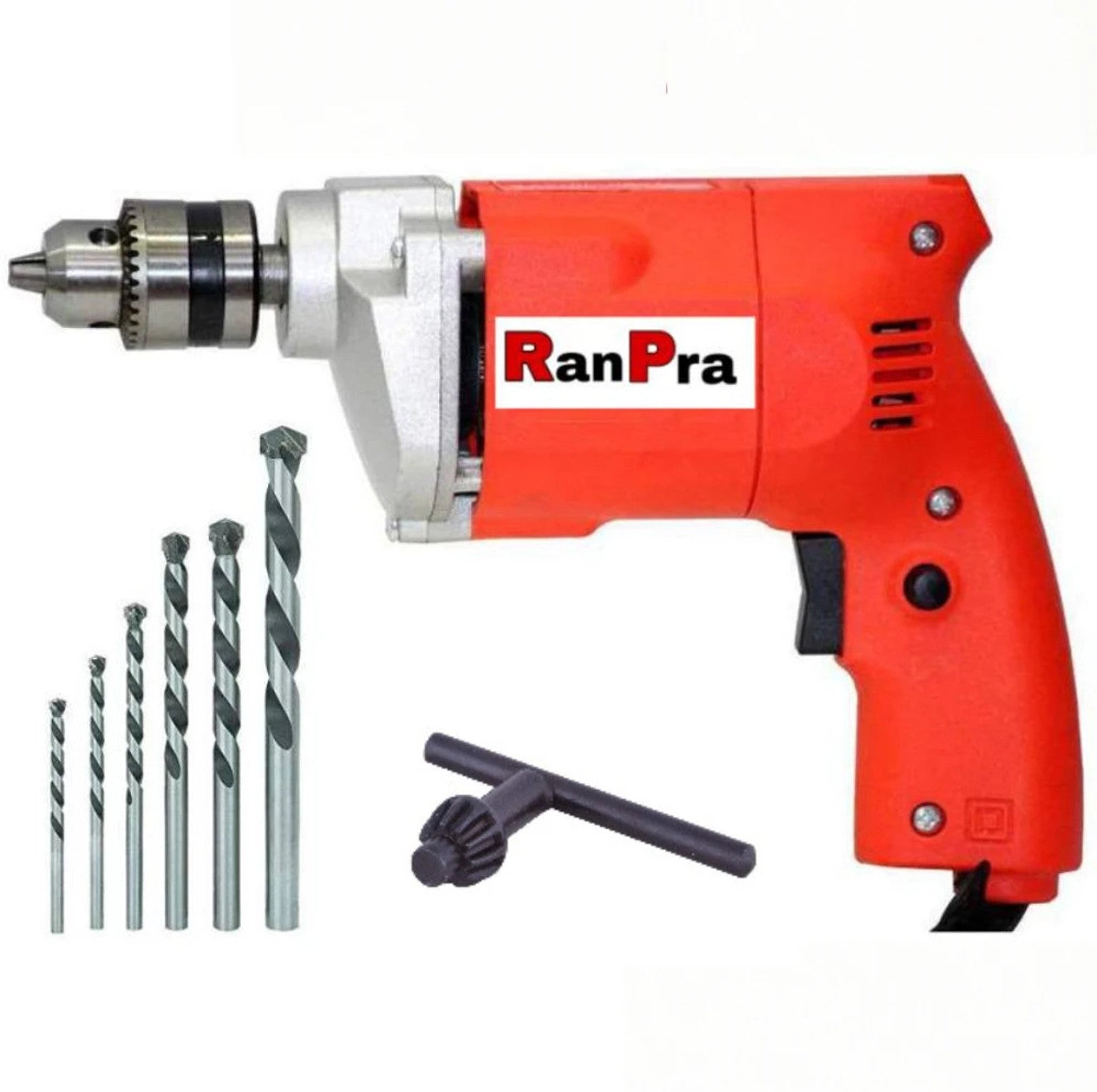 RanPra Electric Drill Machine, 10mm Chuck, with 5 HSS Drill Bits, Green Rotary Hammer Drill