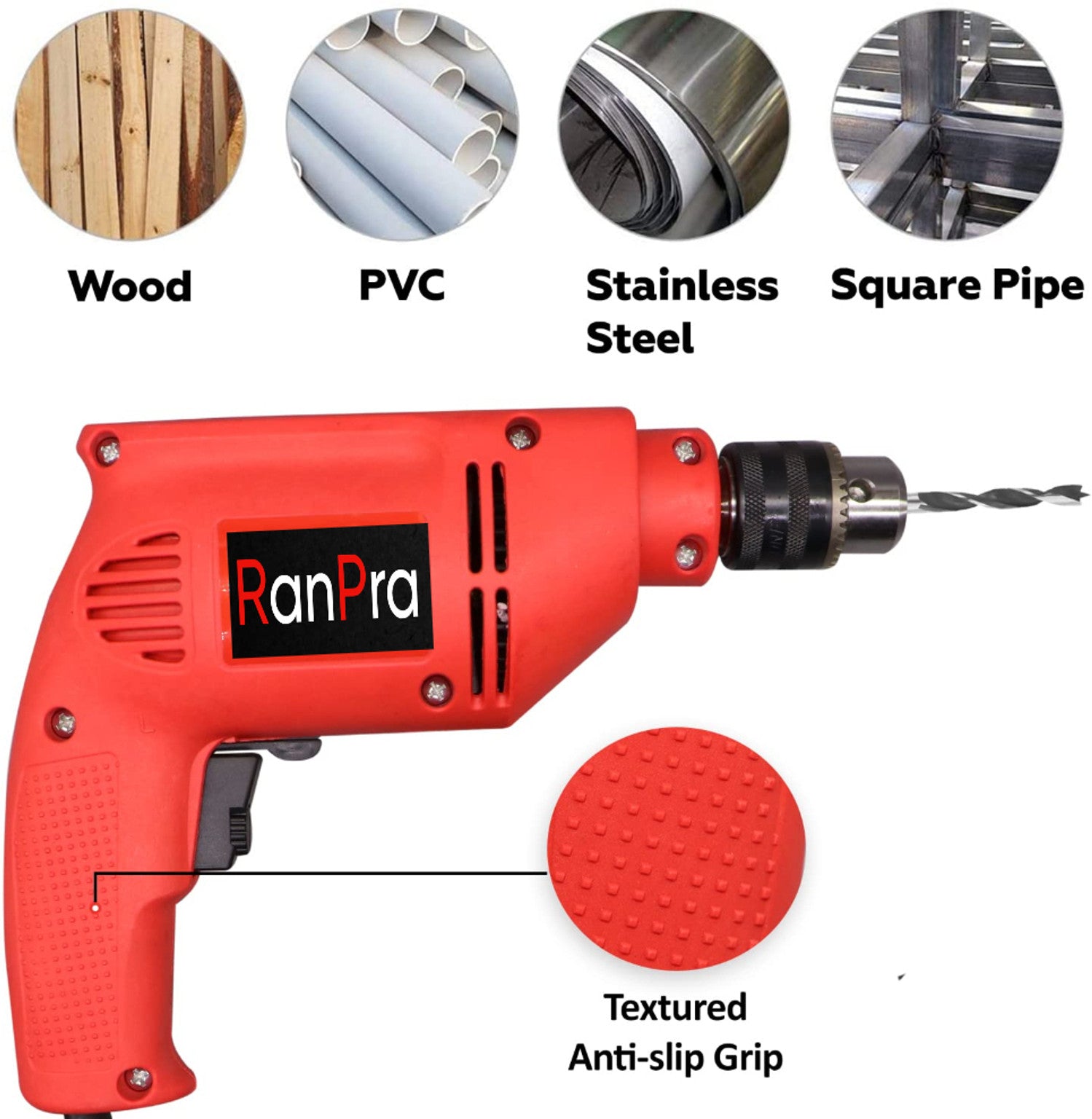 RanPra 100% COPPER ARMETURE FORWARD AND REVERSE DIRECTION 10MM DRILL MACHINE WITH 13PCS DRILL BIT