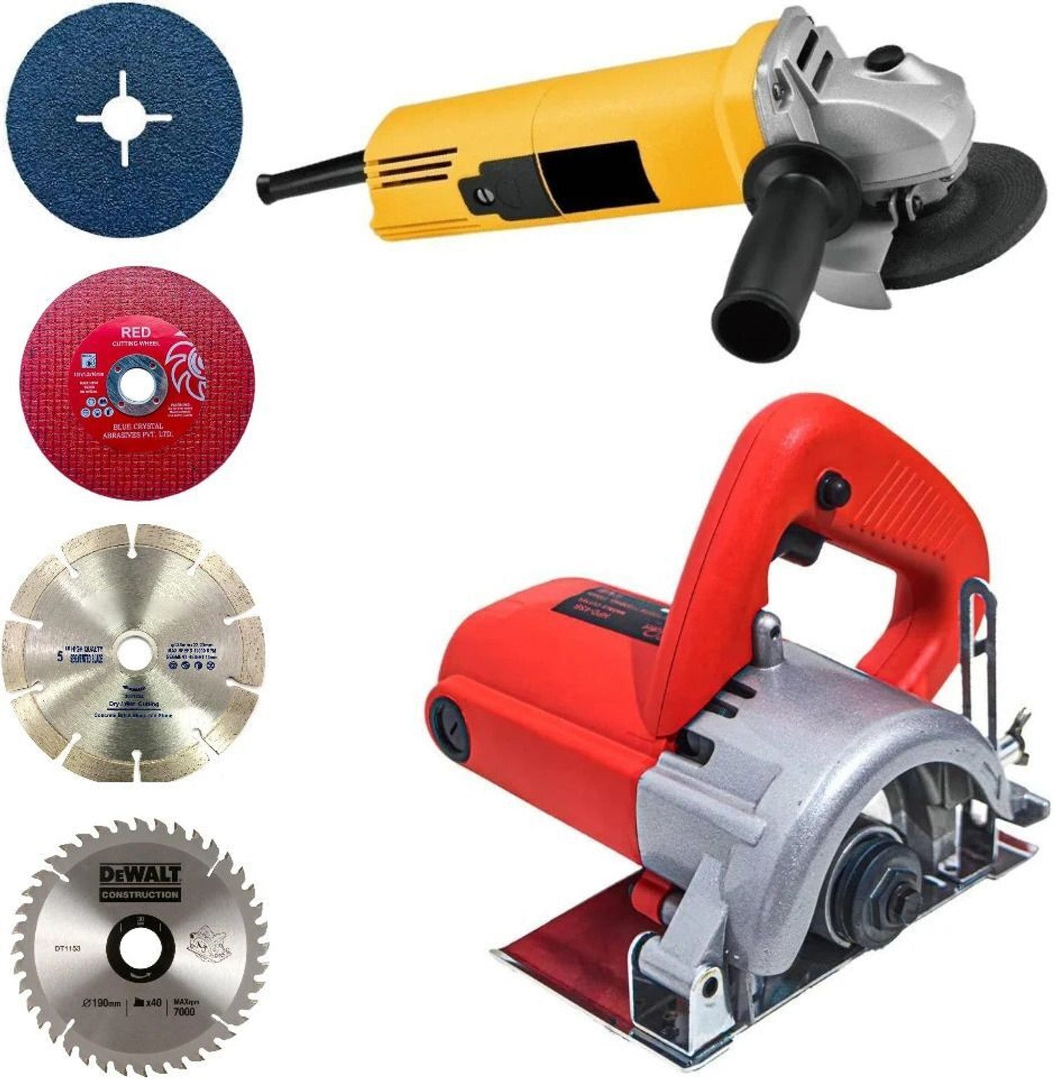 RanPra 4 INCH MARBLE CUTTER AND 4 INCH ANGLE GRINDER WITH 4 PCS GRINDING CUTTING BLADE Marble Cutter (1200 W)